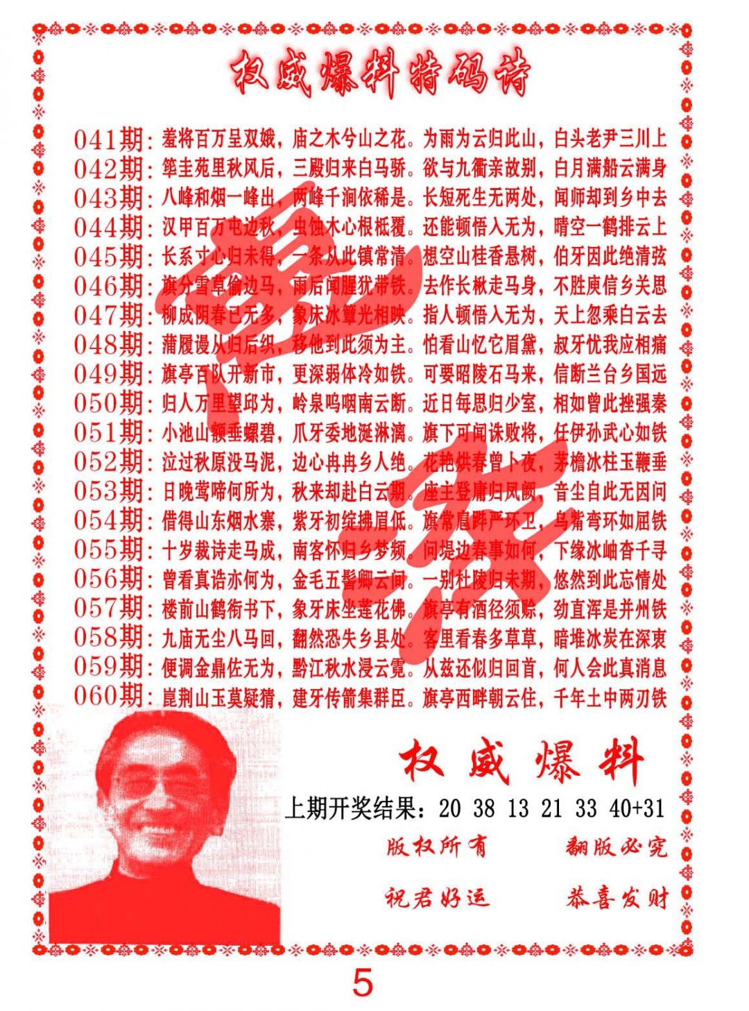 059期权威爆料特码诗[图]