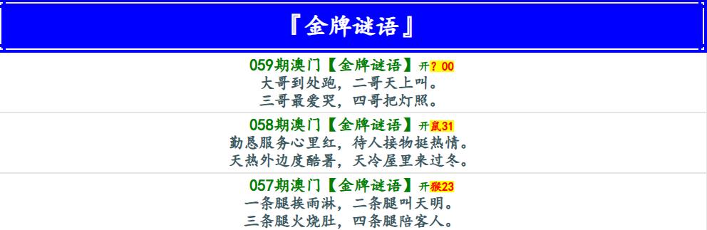 059期金牌谜语[图]