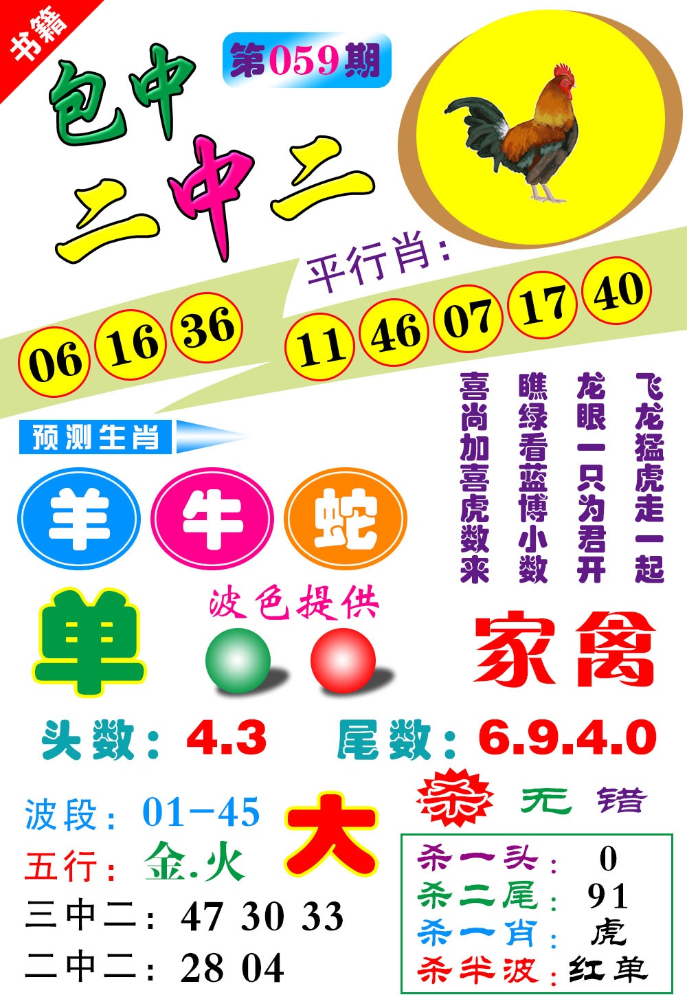 059期澳门预测生肖[图]