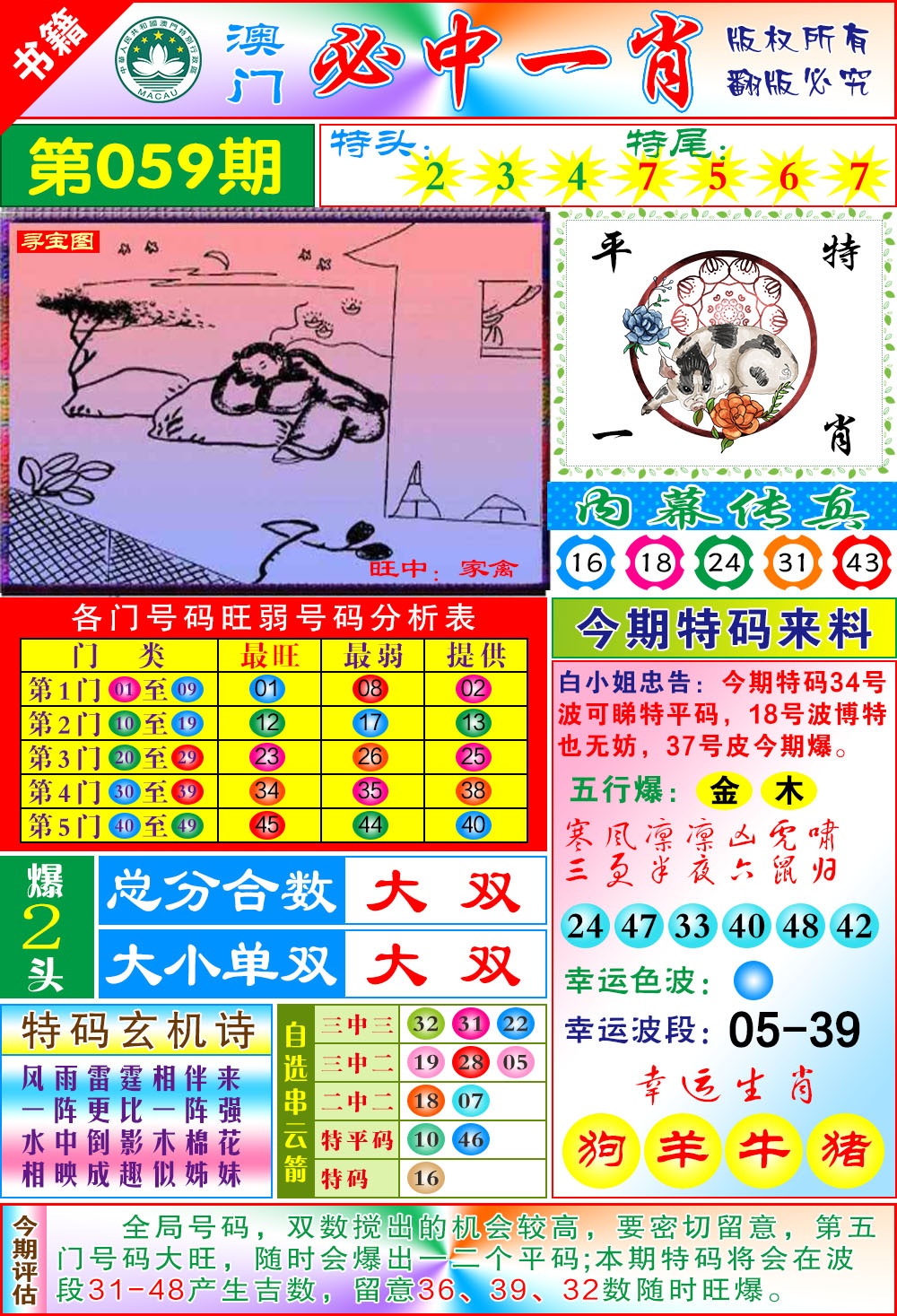 059期澳门玄机一特[图]